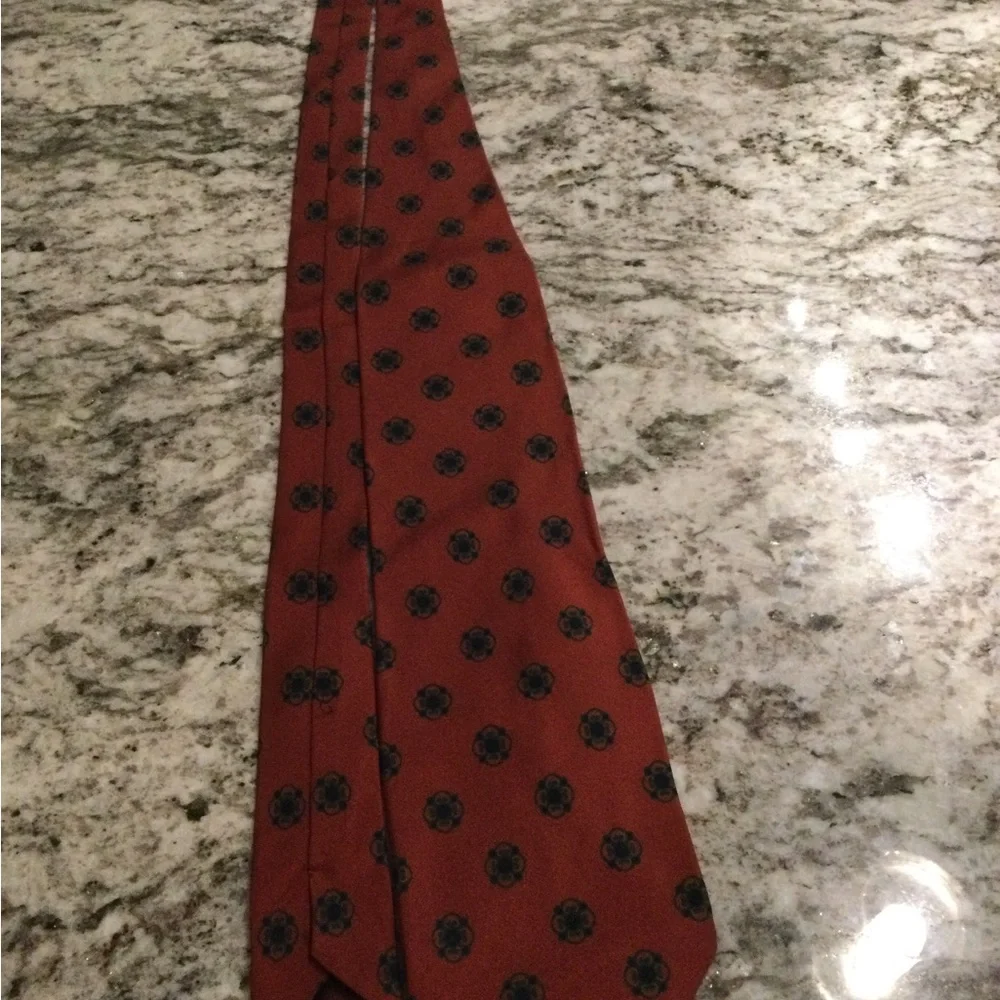 Giorgio Armani Burnt Orange Floral Medallion Silk Tie